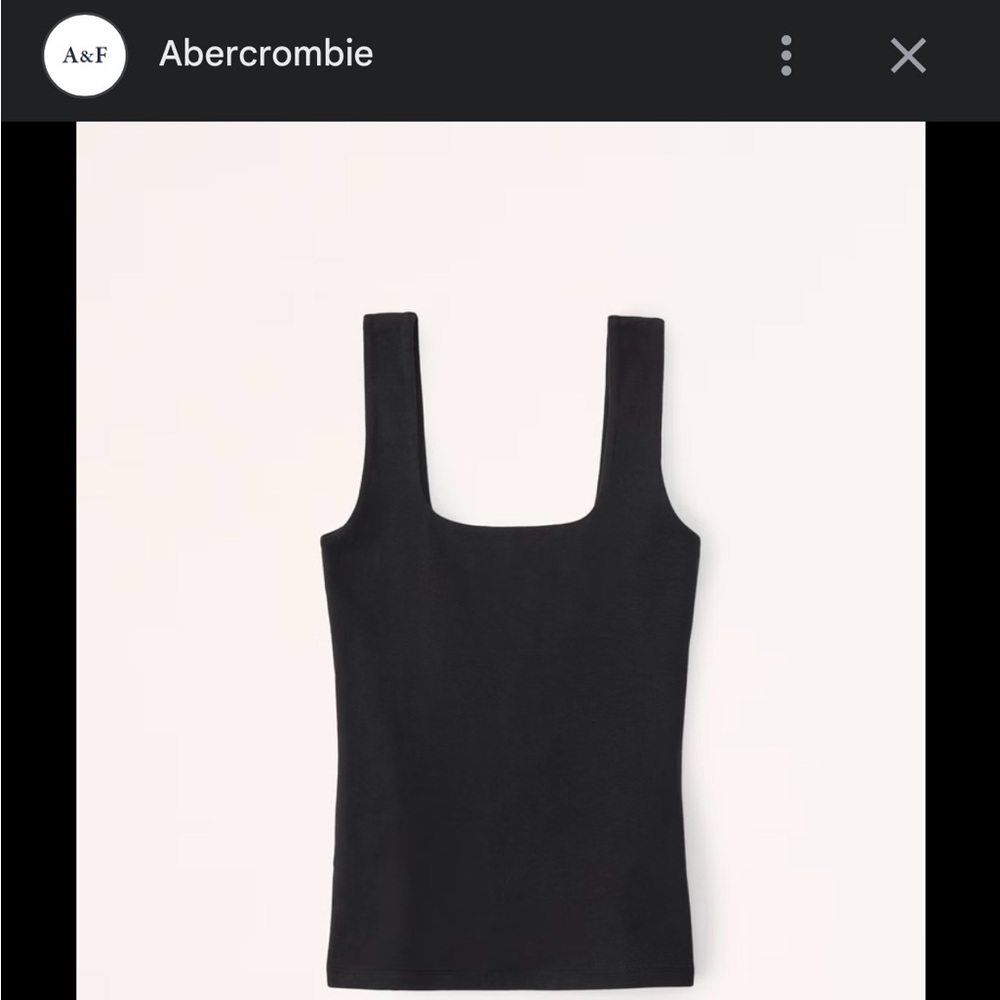 Abercrombie & Fitch Women's Black Cotton-Blend Seamless Fabric Squareneck Tank